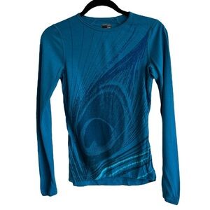 Icebreaker Bodyfit Merino 200 Thermal Long Sleeve Top, Blue Peacock, Size XS